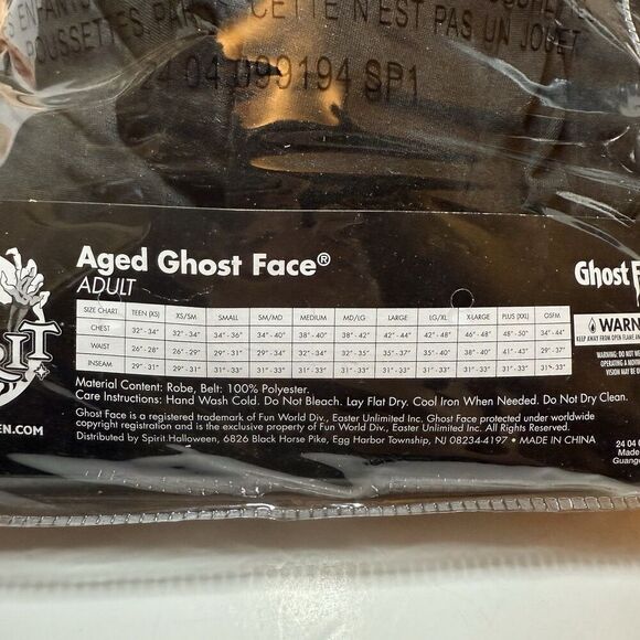 NWT Ghost Face Aged Ghost Face Spirit Halloween Adult One Size Costume with Mask - Picture 5 of 6
